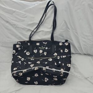 Kate Spade Black Tote with White Floral Design